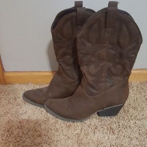 Brown cowboy boots